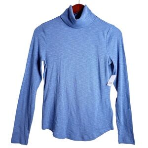 GAP NWT Essential Rib Knit Turtleneck T Shirt Size Small in Blue Wonder